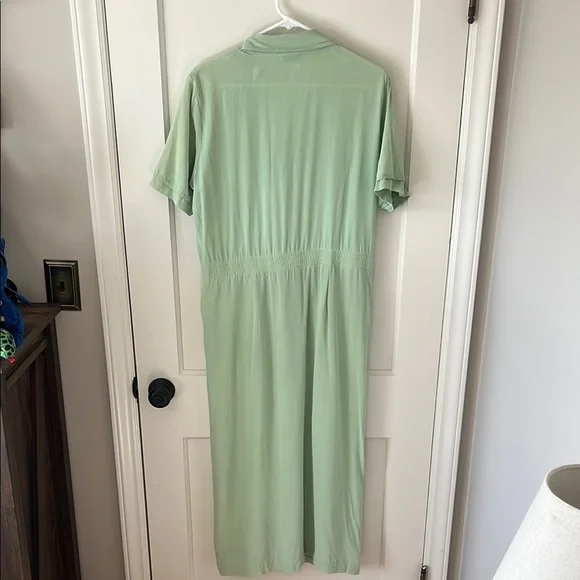 VINTAGE ROBBIE BEE pistachio Mint sage Green silk drop waist Dress 10 minimal - Picture 6 of 14